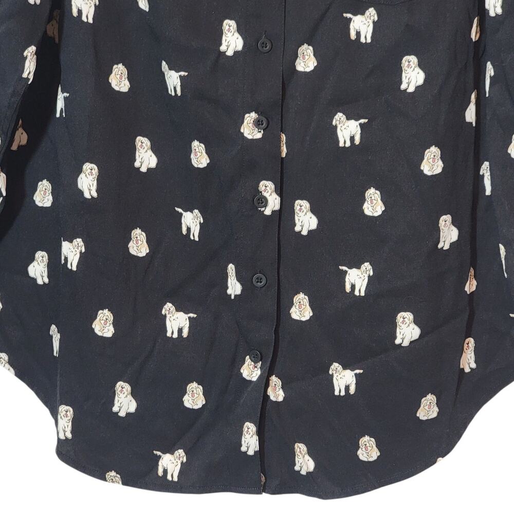 Torrid Lizzie Dog Button Up Black Shirt Long Sleeve Casual Workwear Size 00 M/L - Picture 6 of 16